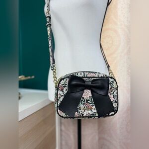 Karl Lagerfeld Black and Floral Crossbody Bag with Bow